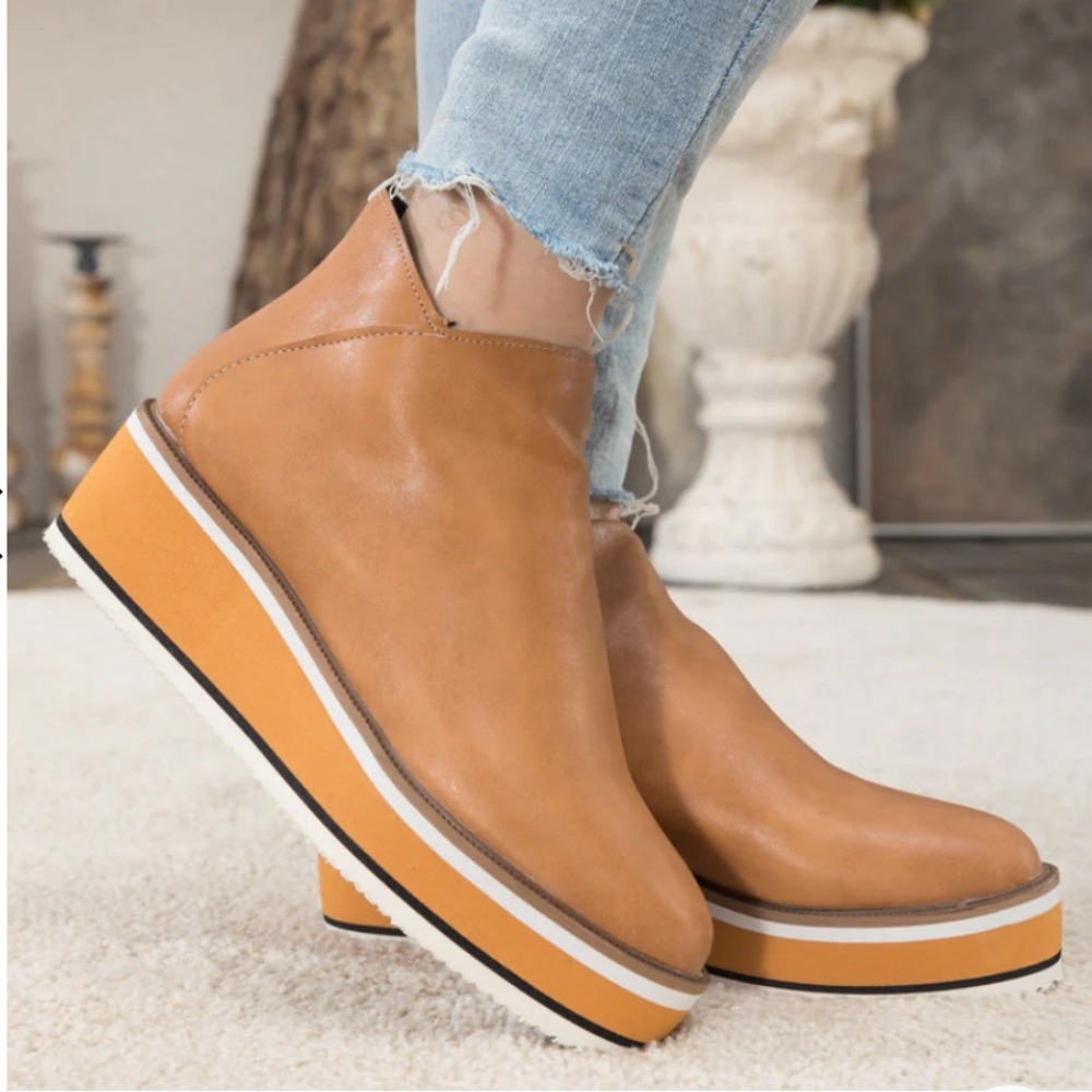 Platform Ankle Boot - Tan - image 1